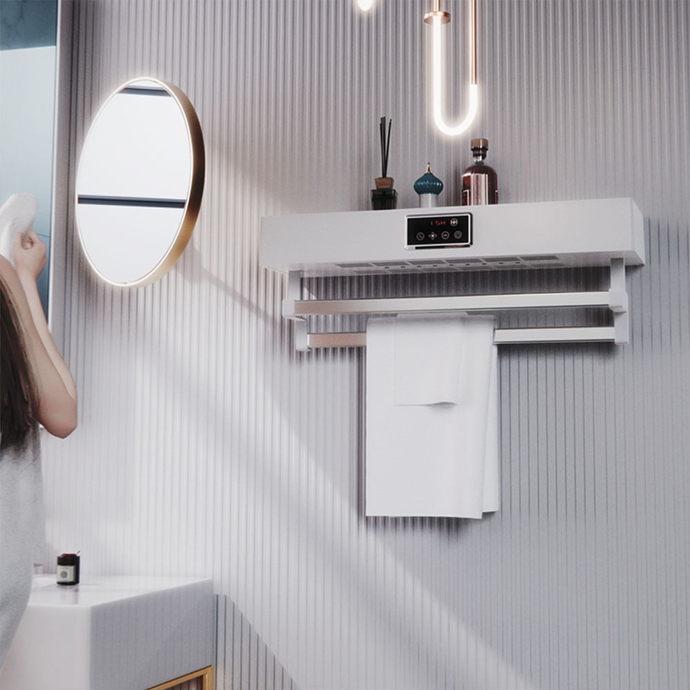 Uscator prosop baie sau bucatarie cu sterilizator UV, pe perete, 60 cm, 450W, Standard alb