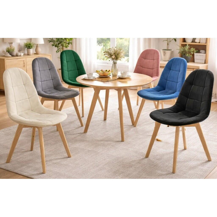 Scaun bucatarie/living, Artool, Bora, catifea gri inchis, picioare lemn natur, 44.5x54x81.5 cm