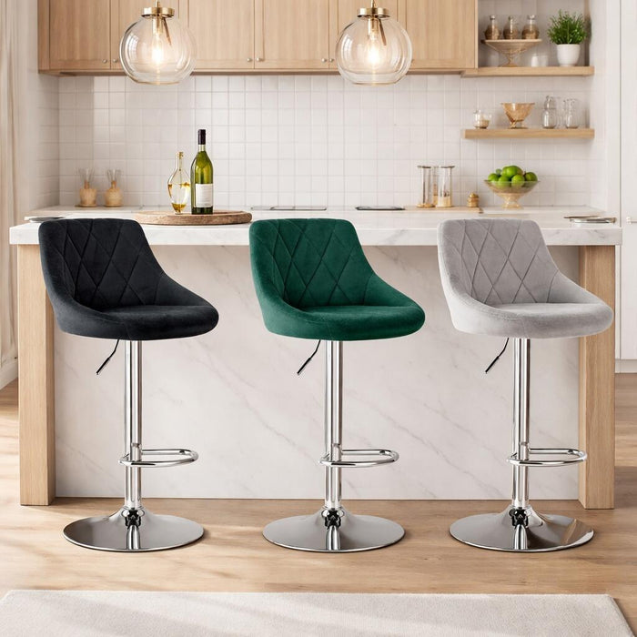 Scaun de bucatarie/bar, Artool, Kast, rotativ, catifea gri, picior metal argintiu, 45.5x49x85-105 cm