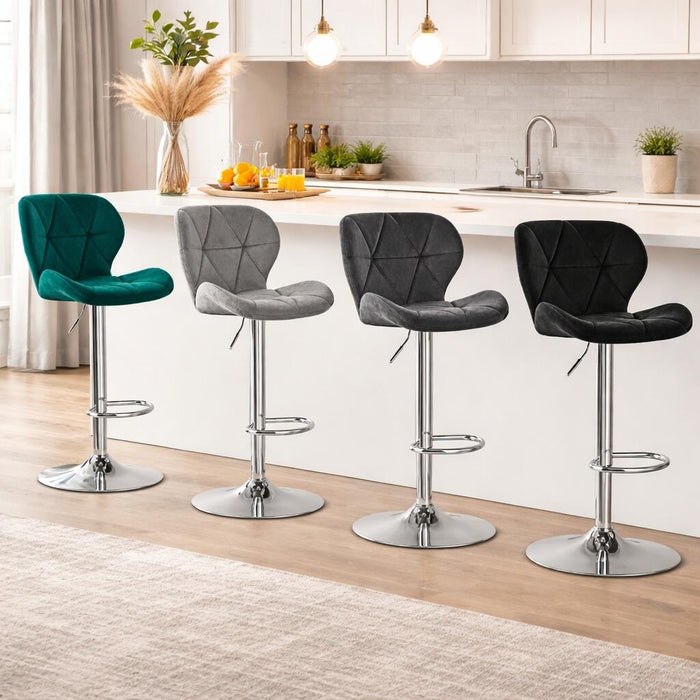 Scaun de bucatarie/bar, Artool, West, rotativ, catifea gri, picior metal argintiu, 46x48.5x90-111 cm