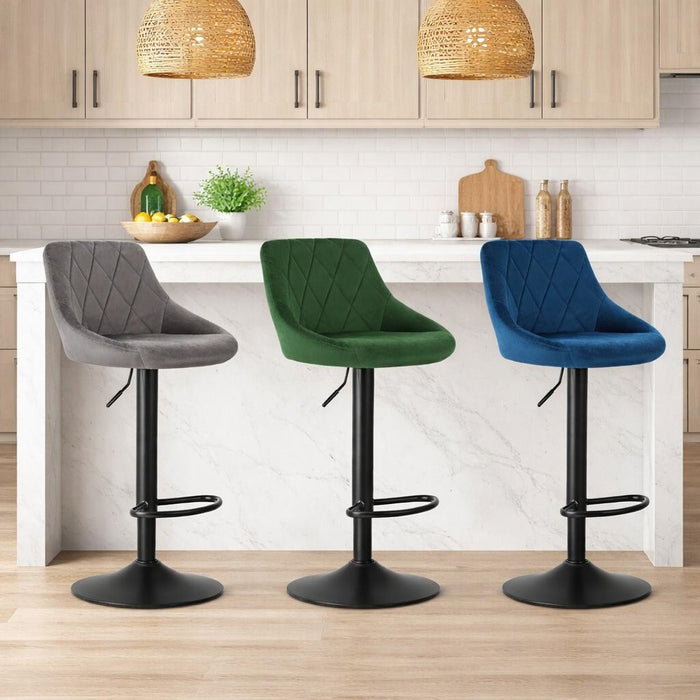 Scaun de bucatarie/bar, Artool, Kast, rotativ, catifea verde, picior metal negru, 45.5x49x85-105 cm