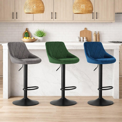 Scaun de bucatarie/bar, Artool, Kast, rotativ, catifea bleumarin, picior metal negru, 45.5x49x85-105 cm