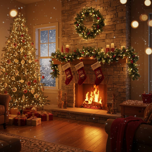 Ghirlandă de brad artificial – verde, cu efect de zăpadă, cu conuri și bobițe roșii – 200 cm – PVC