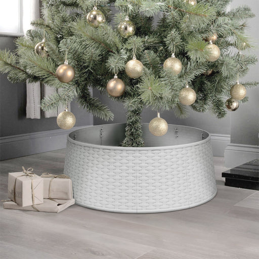 Mască pentru suportul bradului de Craciun - alb, plastic - 65 x 23 cm