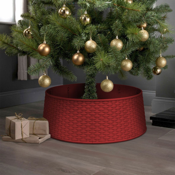 Mască pentru suportul bradului de Craciun - roșu, plastic - 65 x 23 cm