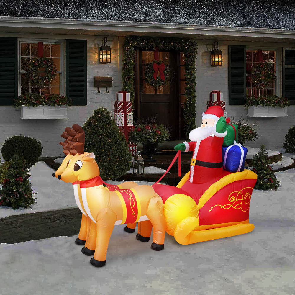 Sanie gonflabilă a lui Moș Crăciun - 230 cm - IP44 - 9 LED-uri albe - 100 - 240 V