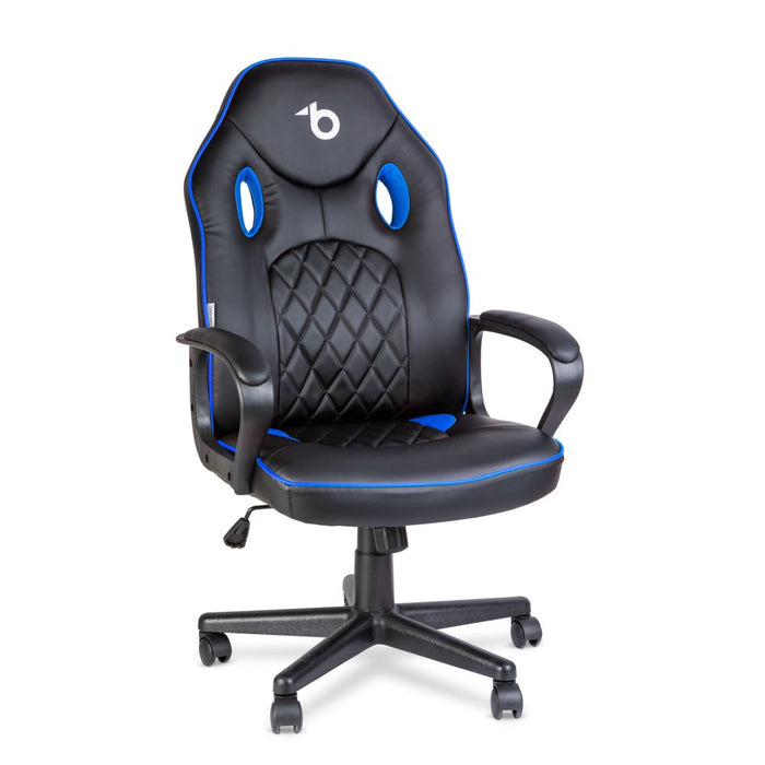 Scaun gamer cu cotieră - negru / albastru - 71 x 53 cm / 53 x 47 cm