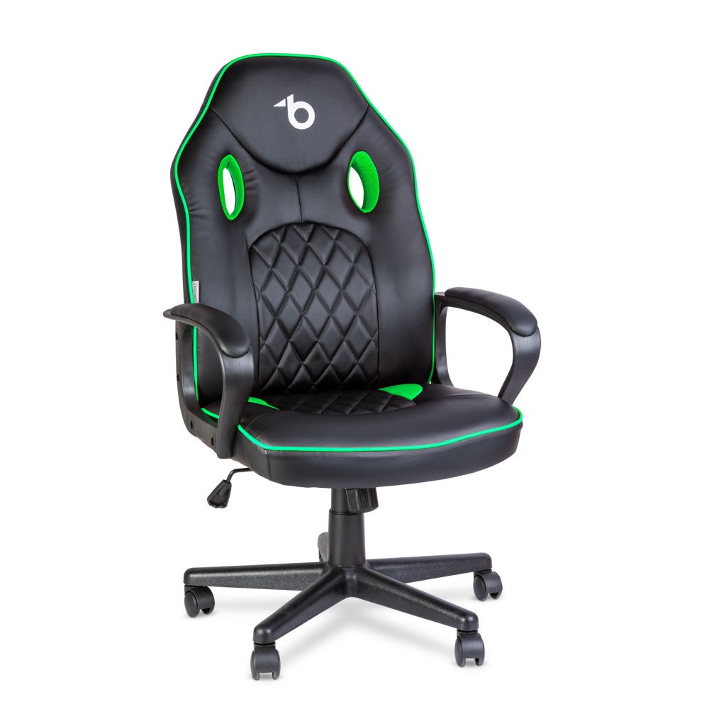 Scaun gamer cu cotieră - negru / verde - 71 x 53 cm / 53 x 47 cm