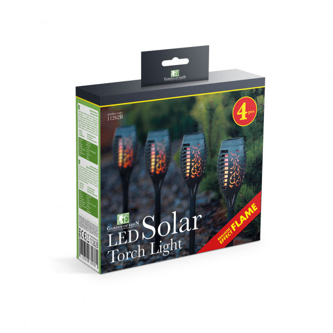 Set 4 buc Lămpi solare LED, model imitaţie de flacără - negru - material plastic- 480 x 75 mm