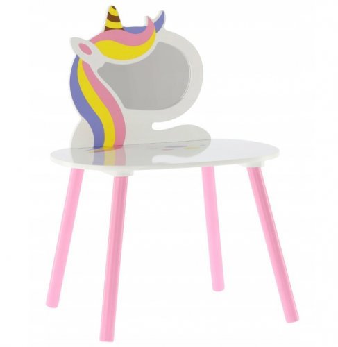 Masuta de toaleta unicorn, pentru copii, alb/roz, 60x40x44/80 cm