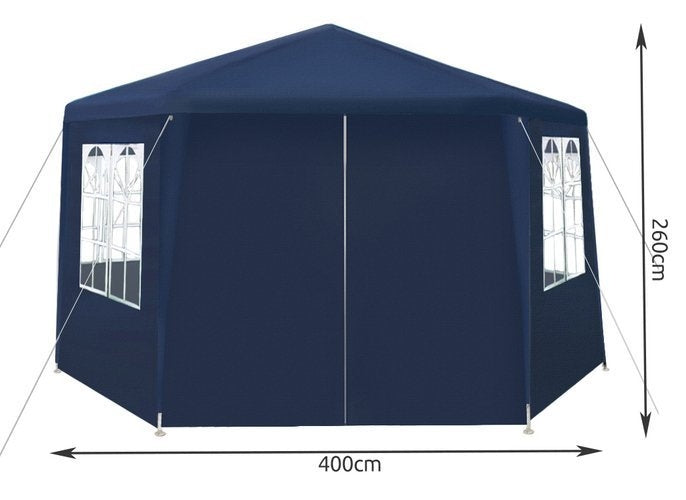 Pavilion hexagonal cu 6 pereti cu ferestre 2x2x2m ,albastru - aicuce.ro