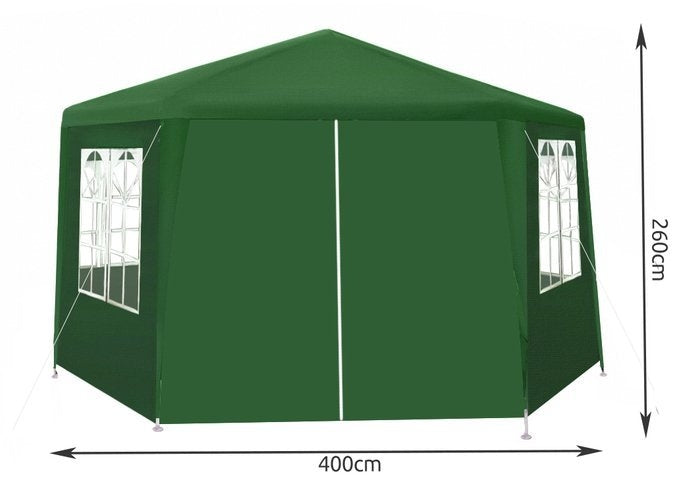 Pavilion hexagonal cu 6 pereti cu ferestre 2x2x2m ,verde