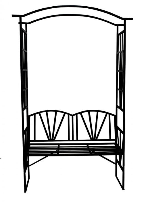 Pergola, arcada metalica pentru gradina, cu banca, 114x45x208 cm - aicuce.ro