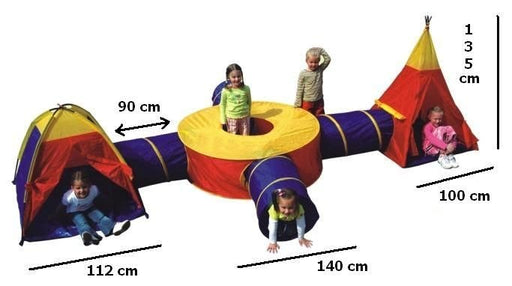 Set Cort Pliabil 7-in-1 pentru Copii tip Iglu cu Tunele Multicolore