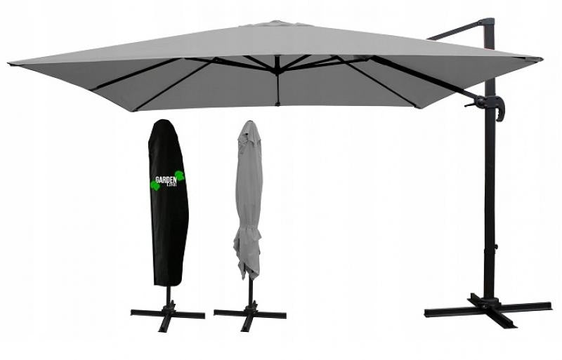 Umbrela de gradina sau curte, 250 x 250 cm, husa inclusa, gri