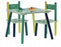 Masuta copii, cu doua scaunele, model dinozauri, verde, 50x50x42 cm - aicuce.ro